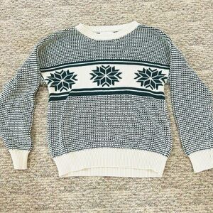 Green and White Snowflake Sweater